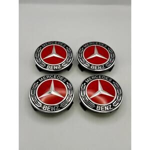 Set of 4 Mercedes Benz Center Hub Caps Gloss Red 75mm Fits Most Models